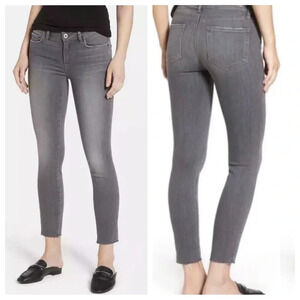 PAIGE Verdugo Skinny Ankle Jeans Mid Rise Sea Salt Raw Hem Fall Grunge‎ Size 28